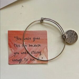Silver Expandable Bangle Bracelet with Inspirational Disc